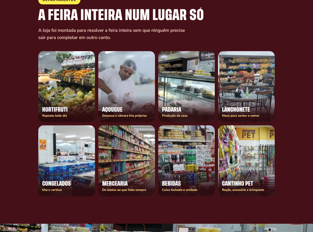 Os departamentos, do hortifruti ao cantinho pet