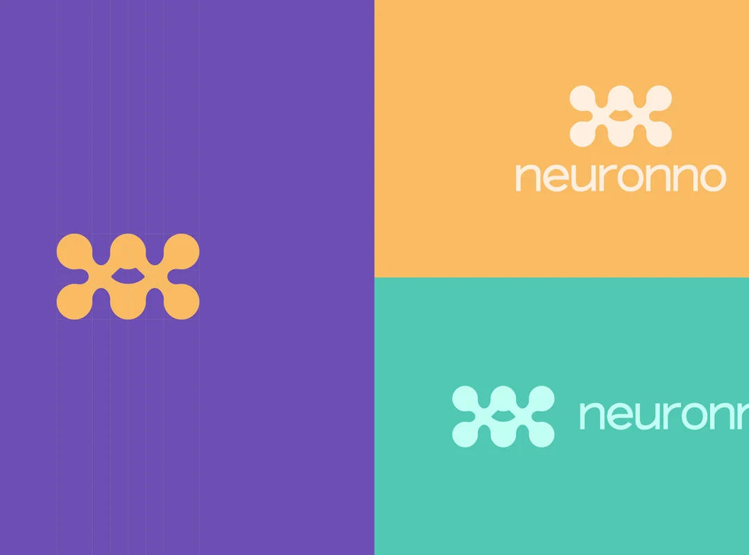 Marca Neuronno nos blocos de cor da identidade