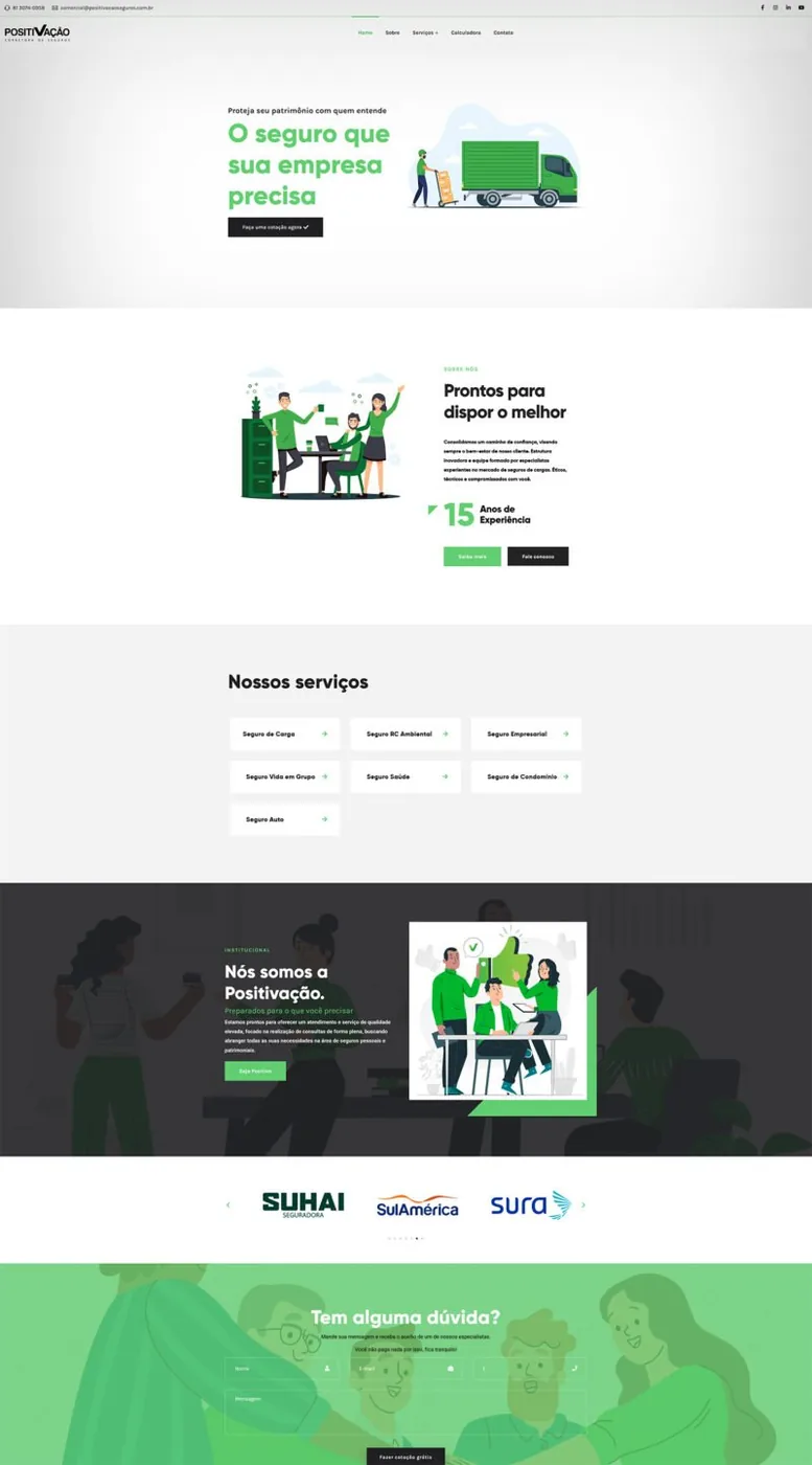 Site da Positivação Seguros depois do redesenho
