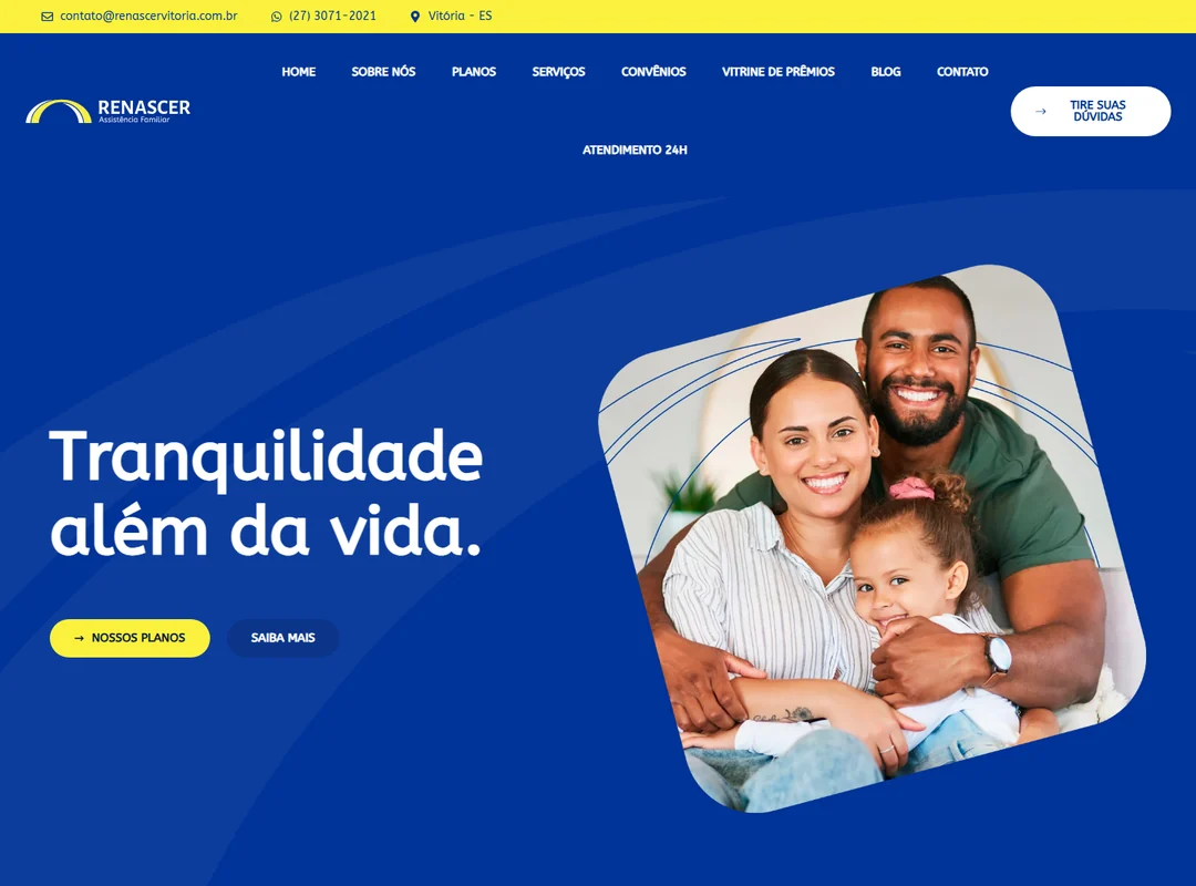 Primeira tela do site da Renascer